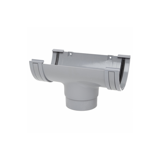 150mm Large Half Round Gutter Running Outlet - Polypipe (Grey) - RL605G