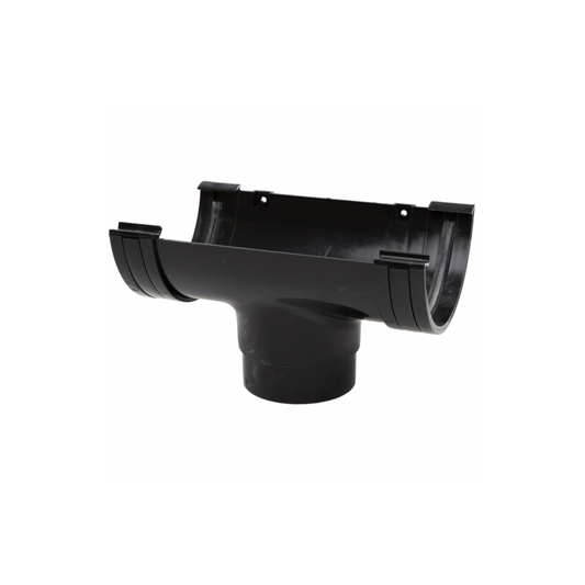 150mm Large Half Round Gutter Running Outlet - Polypipe (Black) - RL605B