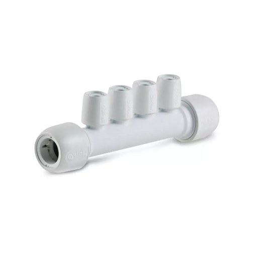 Wavin Hep2O 4 Port Manifold Socket x Socket (White) 22mm X 10mm - HX96B/22W