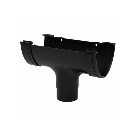 Polypipe Polyflow Gutter Running Outlet (Black) 117mm - RD505B