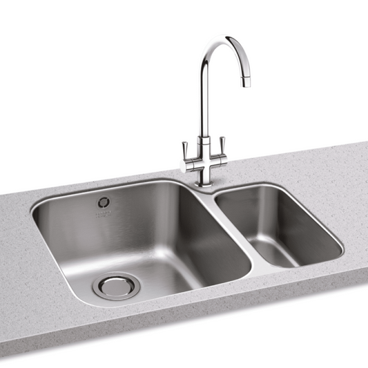 Carron Phoenix Ibis 150 1.5 Bowl Undermount Sink Right-Hand Small Bowl (Stainless Steel) – 122.0284.074