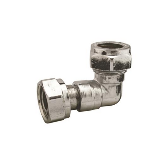 Compression Bent Tap Connector (Chrome) 15 mm x ½" – CCBTC‑15D