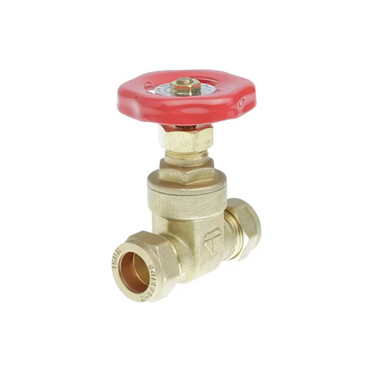 Genbra Non BS Gatevalve (Brass/Red Handle) 22mm - BFGVNB-22