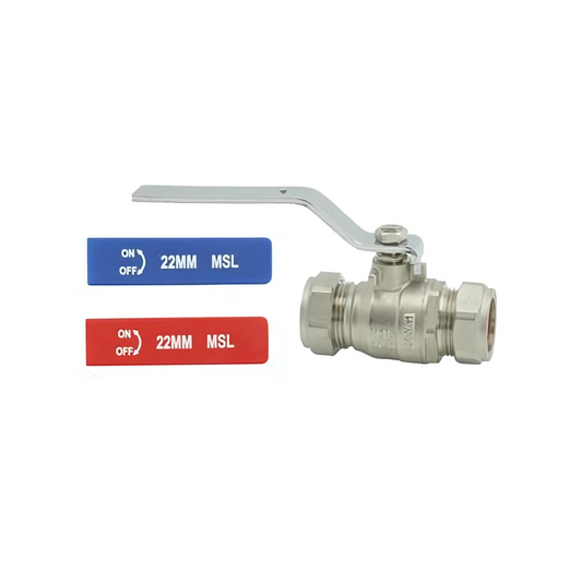 Genbra Lever Ball Valve Dual Light Pattern (Brass) 22mm - BFLBVDLP-22