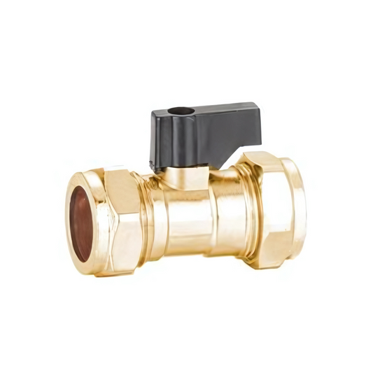 Genbra Isolation Valve & Lever (Brass/Black Lever) 15mm - BFIVBL-15