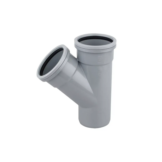 Wavin OsmaSoil Ring Seal Single Socket Branch (Grey) 45° 110mm – 4S210G