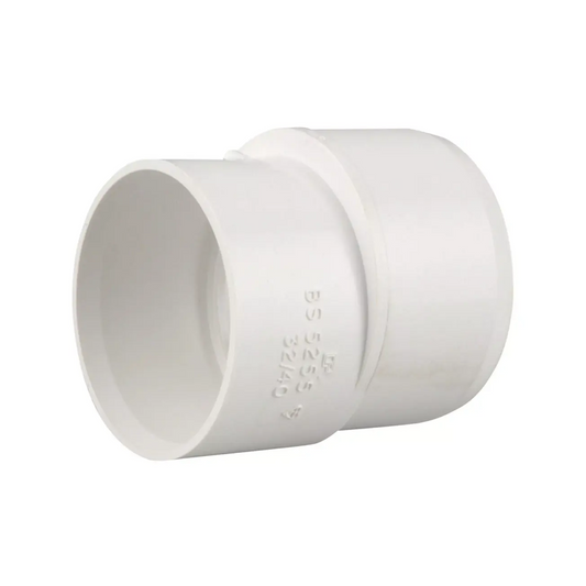 Wavin OsmaWeld Level-Invert Reducer (White) 40 × 32mm – 5Z085W