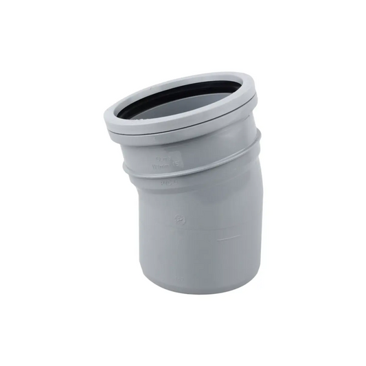 Wavin OsmaSoil Ring Seal Single Socket  Bend (Grey) 15° 110mm – 4S167G