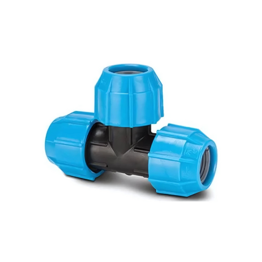 Polypipe PolyFast MDPE Compression Equal Tee (Blue) 25 mm – 40225
