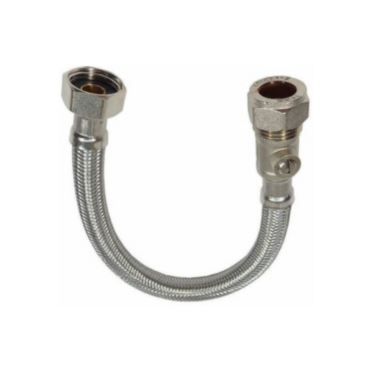 Wavin Hep2O Flexi Tap Connector (Stainless‑Steel Braid) 300mm 15mm × ½″ BSP – C3030697