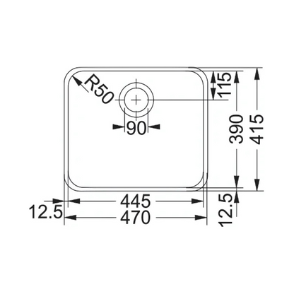 Franke Largo LAX 110‑45 Single‑Bowl Undermount Sink (Stainless Steel) - 122.0066.736