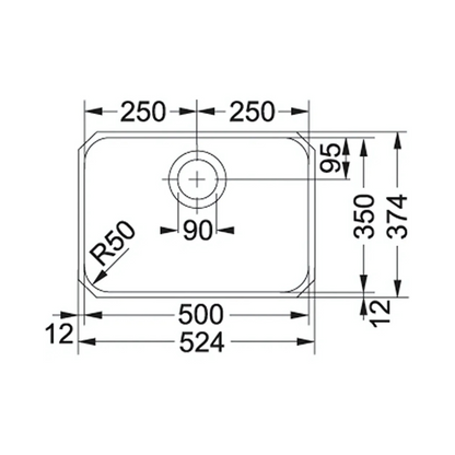 Franke Largo LAX 110‑50 Single‑Bowl Undermount Sink (Stainless Steel) - 122.0181.453