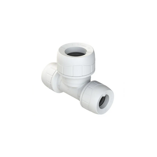 Polypipe Polyplumb Enhanced End Reducing Tee 15mm x 15mm x 22mm - PB1622EW