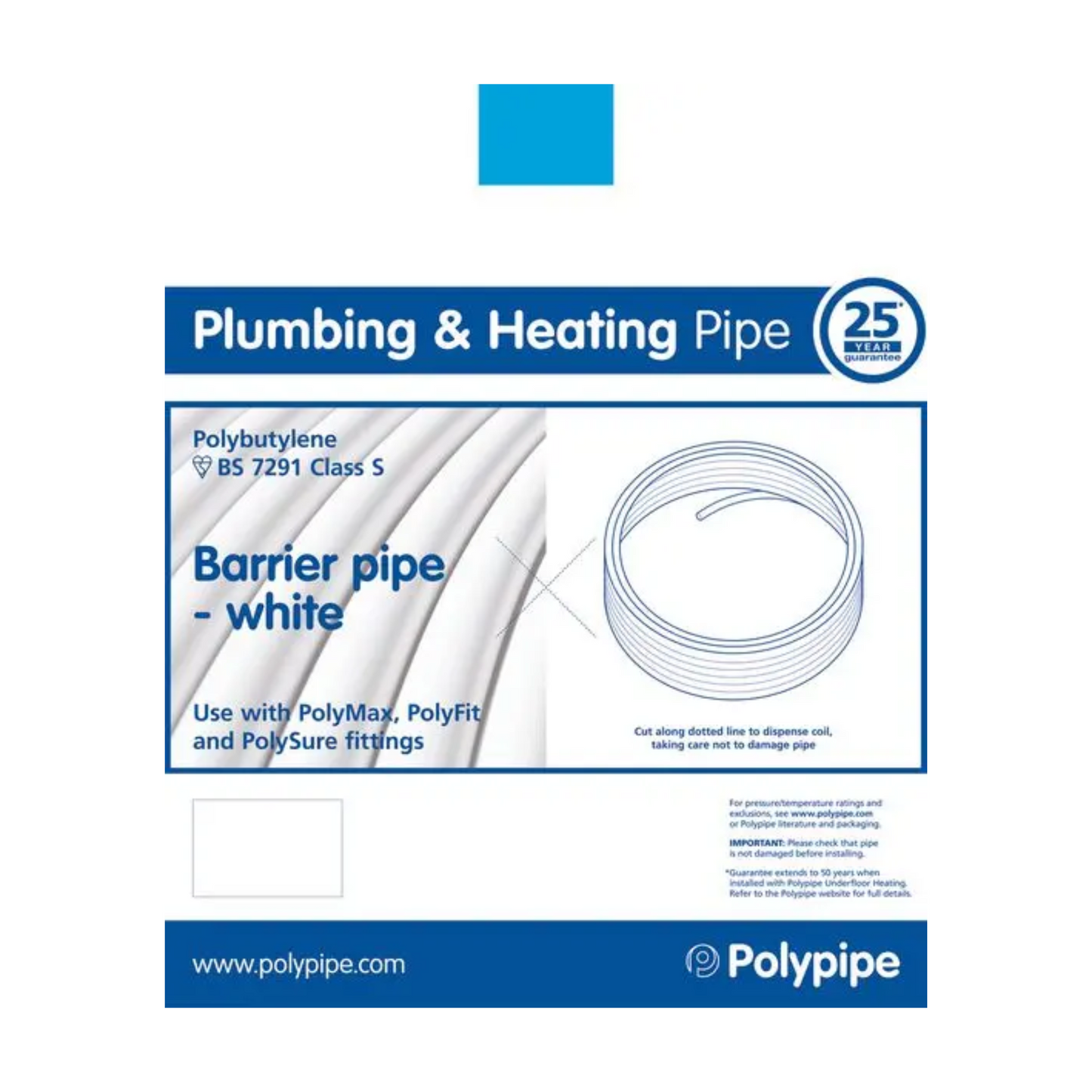 Polypipe PolyFit Barrier Pipe 22mm x 3m - FIT322B
