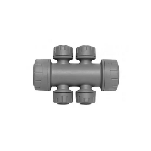 Polypipe Polyplumb 4-Port Socket/Socket Manifold (Grey) 22mm x 10mm - PB4822
