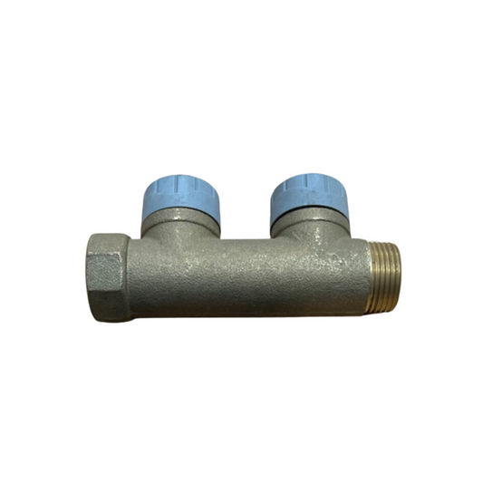 Polypipe Polyplumb 2-Port Single-Sided Manifold (Brass) 15mm x 3/4" - PB47152