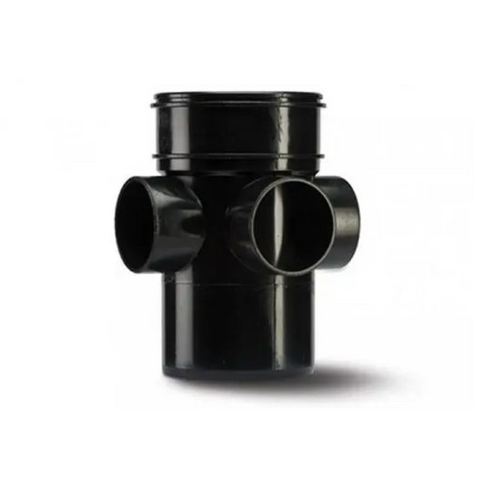 Polypipe Soil Single Socket 3-Way Bossed Pipe (Black) 110mm x 4" - SWE59B
