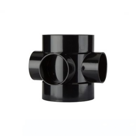Polypipe System 2000 Short Boss Pipe Double Solvent Socket (Black) 110mm - SE60B