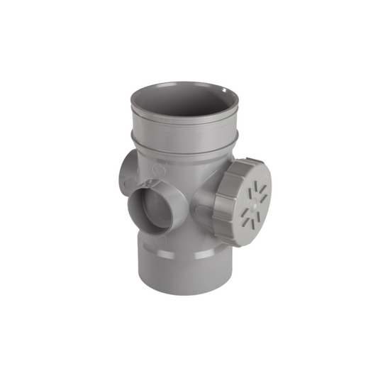 110mm Osma Soil Solvent Socket Bossed Access Pipe - Wavin (Grey) - 4S474G