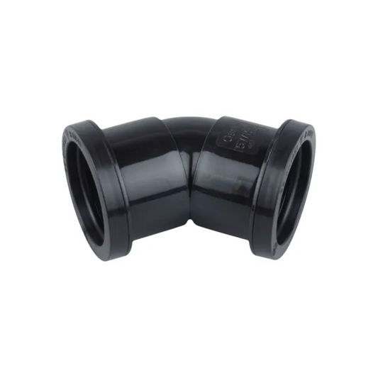 45° x 40mm Osma Push‑Fit Waste Bend - Wavin (Black) – 5W163B