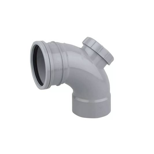 110mm x 87.5° OsmaSoil Ring‑Seal Single‑Socket Access Bend - Wavin (Grey) - 4S369G