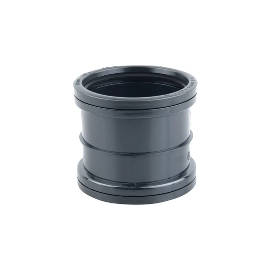 110mm OsmaSoil Double Socket Slip Coupler - Wavin (Black) - 4S105B