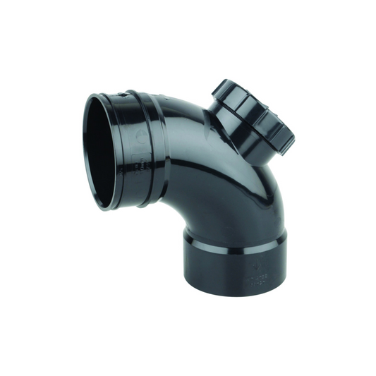 110mm Osma Soil Solvent Weld Access Bend 87.5 Degree - Wavin (Black) - 4S469B