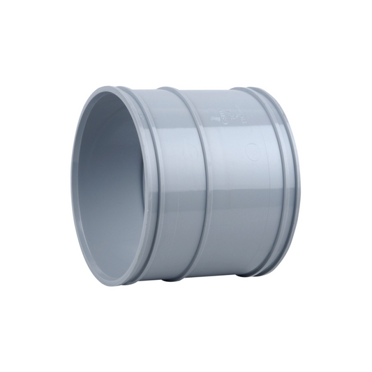 160mm OsmaSoil Double Solvent Weld Double Socket - Wavin (Grey) - 6S104G