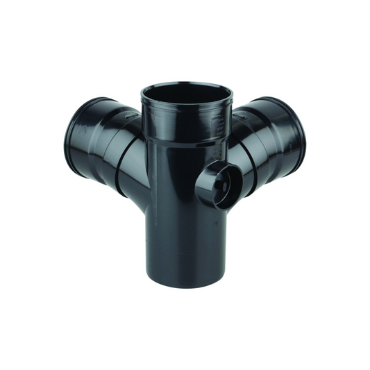 110mm Osma Soil Solvent Weld System Branch Corner - Wavin (Black) - 4S491B