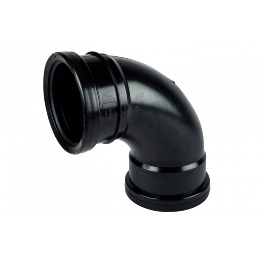 110mm x 87.5° OsmaSoil Double Socket Bend - Wavin (Black) - 4S561B