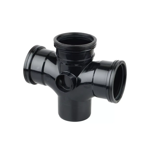 Wavin OsmaSoil Double‑Branch (Black) 90° 110mm - 4S230B
