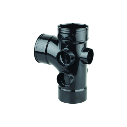 110mm Osma Soil Double Solvent Weld 5-Boss Branch 87.5 Degree - Wavin (Black) - 4S495B