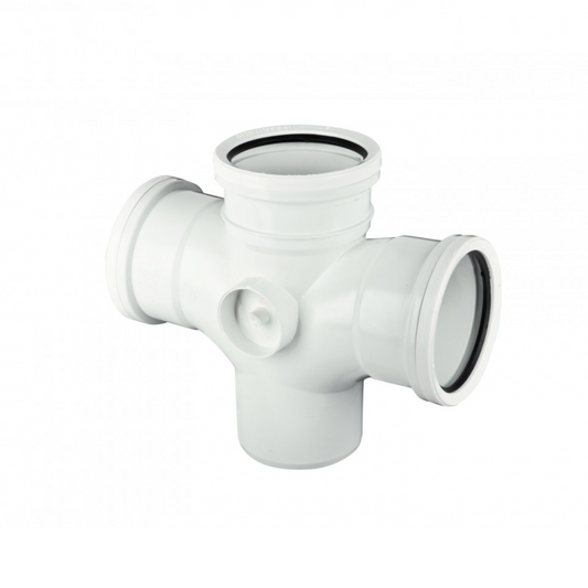 110mm x 87.5°OsmaSoil Double Socket Double Branch - Wavin (White) - 4S230W
