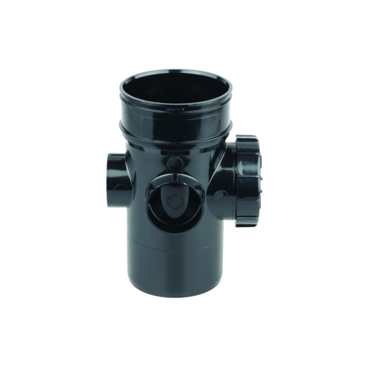 110mm Osma Soil Solvent Weld Bossed Access Pipe - Wavin (Black) - 4S574B
