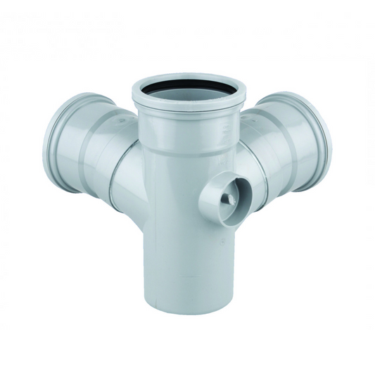 110mm x 87.5° OsmaSoil Ring-Seal Corner Branch - Wavin (Grey) - 4S291G