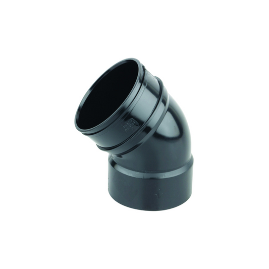 160mm Osma Soil Double Solvent Weld Bend 45 Degree - Wavin (Black) - 6S463B