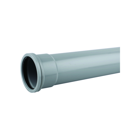 160mm x 4M OsmaSoil Ring-Seal Single Socket Pipe - Wavin (Grey) - 6S044G