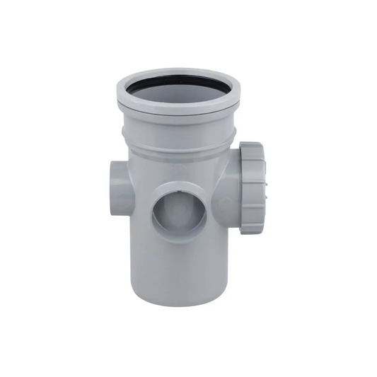 Wavin OsmaSoil Single Socket Access Pipe (Grey) 110mm - 4S274G