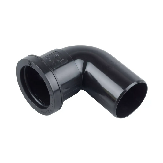 90° x 40 mm Osma Push‑Fit Waste Spigot Bend - Wavin (Black) – 5W260B