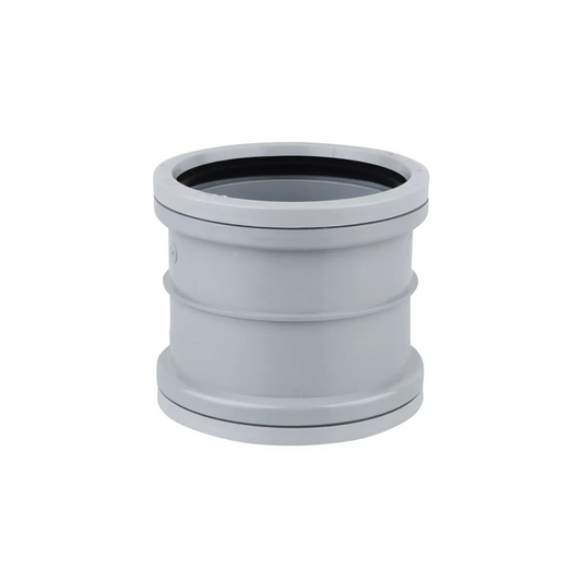 Wavin OsmaSoil Ring Seal Double Socket Slip Coupler (Grey) 110mm – 4S105G