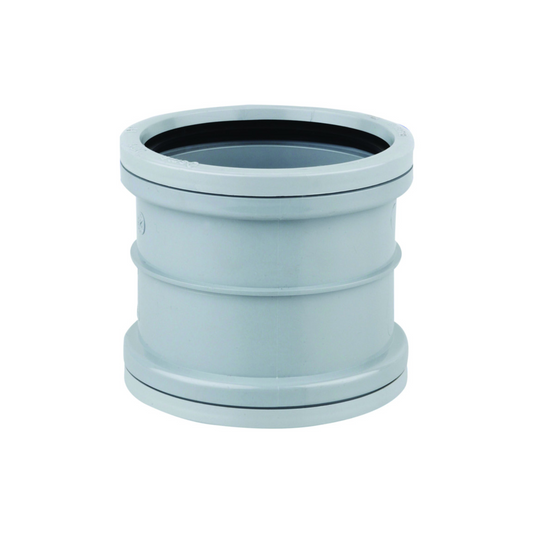 160mm OsmaSoil Ring-Seal Double Socket - Wavin (Grey) - 6S105G