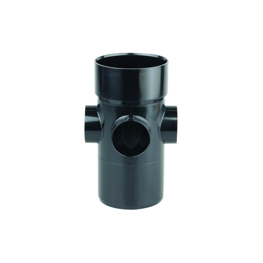 110mm Osma Soil Single Solvent Weld Socket Plain Bossed Pipe - Wavin (Black) - 4S585B