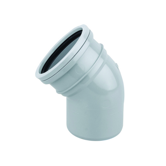 160mm x 45° OsmaSoil Double Socket Bend - Wavin (Grey) - 6S163G