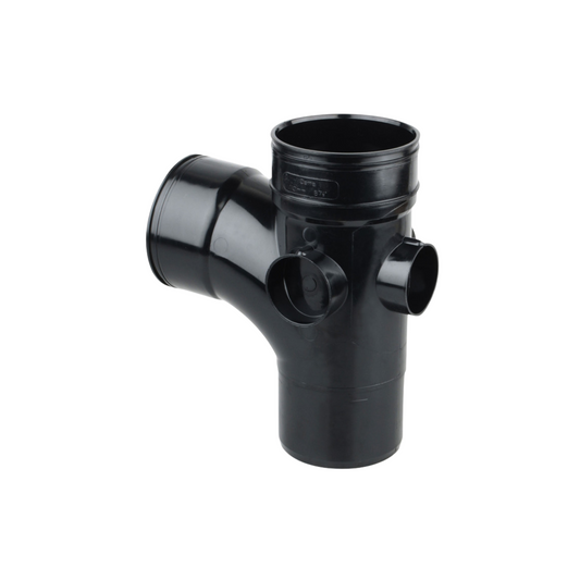 110mm Osma Soil Solvent Socket Single Branch 87.5 Degree - Wavin (Black) - 4S290B