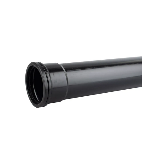 110mm 2M OSMA Ring Seal Single‑Socket Soil Pipe - Wavin (Black) - 4S042B