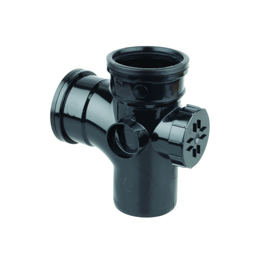 Wavin OsmaSoil Push-Fit Single Socket Access Branch (Black) 110mm x 87.5° - 4S502B