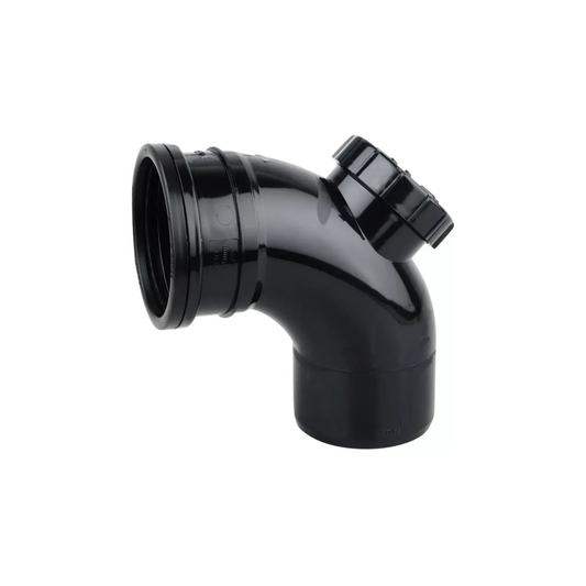 110mm x 87.5° OsmaSoil Ring Seal Single Socket Access Bend - Wavin (Black) – 4S169B