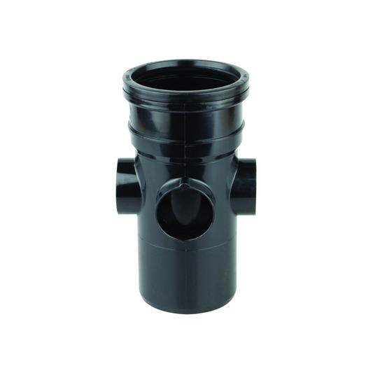 Wavin OsmaSoil Ring-Seal Single Socket Bossed Pipe (Black) 110mm - 4S589B