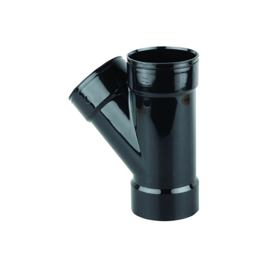 110mm Osma Soil Double Solvent Weld Single Branch 45 Degree - Wavin (Black) - 4S410B