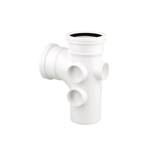 Wavin OsmaSoil 5‑Boss Access Branch (White) 87.5° 110mm - 4S195W